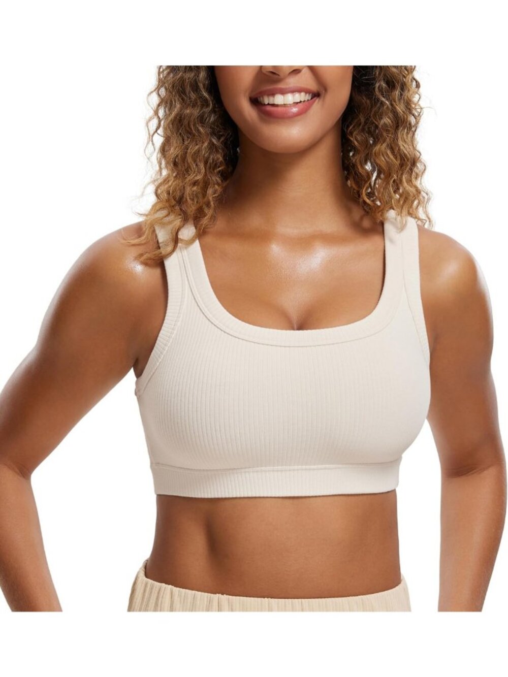 Ribbed U Neck Sports Bra for Women | Comfortable, Stylish Activewear Top